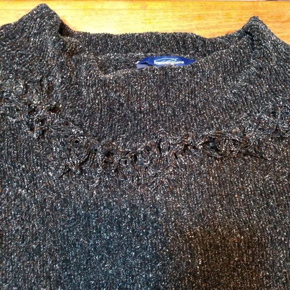 Retro Penningtons Black Cowl Neck Sweater, Size 5X, Y2K, Fringe - Picture 2 of 8